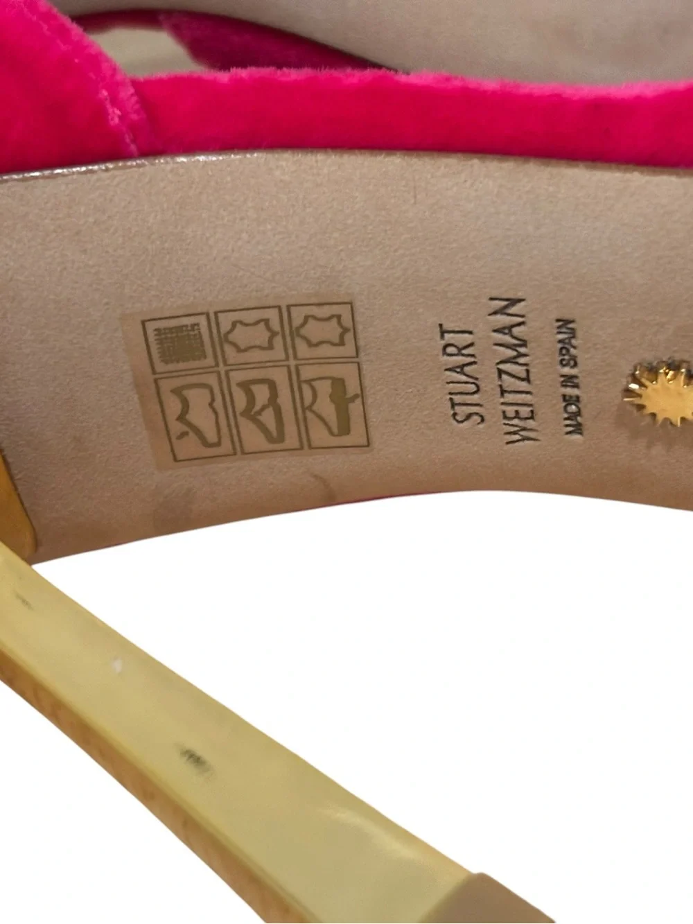 Stuart Weitzman Hot Pink Suede Pointed-Toe Stiletto Pumps w/ Gold Heel Size 9.5